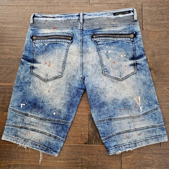 Rockstar Distressed Men's Paint Splattered Denim Shorts Sz 38 - Picture 5 of 6
